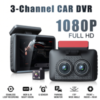Caméra de tableau de bord de voiture à 3 objectifs FHD 1080P, triple caméra enregistreuse vidéo, écran IPS 4,0 pouces, vision nocturne, vente en gros