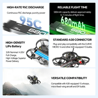 Batterie Lipo FPV CADDXFPV CURVE 580mAh & 680mAh avec connecteur A30 1S 3.8V 95C pour drone RC CURVE MICRO 16 1S