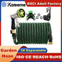 Tuyau d'arrosage de jardin en latex ergonomique et extensible avec valve d'arrêt et buse, pour une prise en main confortable et une solution d'arrosage pratique pour le jardinage domestique