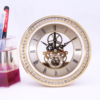 Ensemble de mosaïque avec diamants Perspective Horloge Rétro Metal Gear Jumping Movement Insert Horloges (5.82 Inch / 4.56 Inch / 3.93Inch)