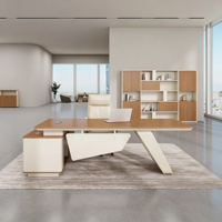 Meuble de bureau commercial moderne en bois avec étagère latérale et rangement, modèle OEM d'usine en gros, garantie 5 ans