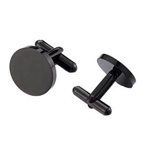 カスタマイズされた高品質ゴールデンサプライヤー最高のメタルブランクブラックカフリンクス男性用高級セット - Product Image 1