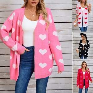Wholesale Long Sleeve <strong>Jumper</strong> Pullover Jacquard Cute love Heart <strong>Valentine</strong> Day Knitted Crew-neck Sweater Women - Product Image 2
