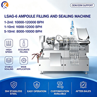 Machine de remplissage et de scellage automatique d'ampoules LSAG-6 à 6 têtes, 10000-12000 ampoules par heure, pour ampoules en verre, remplisseuse et scelleuse de liquides