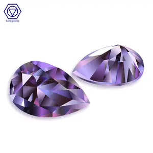 稀有批发硅石松散宝石1CT紫色梨形明亮切割硅石钻石戒指