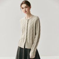 Cardigan d'hiver pour femme en cachemire de Mongolie intérieure, laine et acrylique, tricot torsadé, luxueux et duveteux, avec boutons recouverts