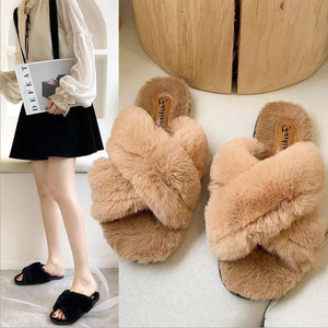 Pantofole da casa da donna invernali in pelliccia sintetica moda scarpe calde donna Slip on Flats scivoli femminili nero rosa accogliente pantofole pelose per la casa - Product Image 5