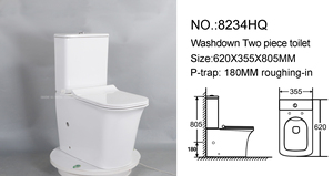 WC moderne sans cadre de style BF, toilette carrée blanche en deux pièces pour hôtel - Product Image 6