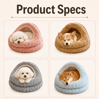 Lit pour chien en forme de grotte, en peluche, avec capuche, anti-anxiété, pour petits chiens et chats, doux, lavable, en fausse fourrure, confortable, OEM ODM personnalisé