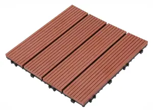 Outdoor Wood Plastic Composite Grid Wood Flooring Wpc Interlocking Decking Tiles Diy Tiles Deep Embossed Composite Tile