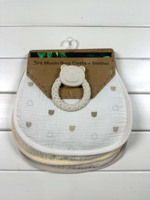 Lot de 3 lingettes à bavoir pour bébé en tissu tissé à motifs de dessins animés, emballage écologique, toutes saisons, absorbantes, séchage rapide, respirantes, coton et polyester