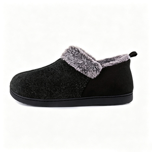 <span class=keywords><strong>Chaussons</strong></span> en feutre de laine pour hommes, mules chaudes à semelle en mousse à mémoire de forme haute densité, à enfiler, pour intérieur et extérieur, semelle en caoutchouc - Product Image 4
