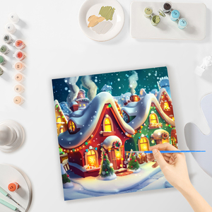 CHENISTORY Navidad pintura por números Kits nieve <span class=keywords><strong>casa</strong></span> dibujo sobre lienzo imagen por números para adultos Diy regalo - Product Image 1