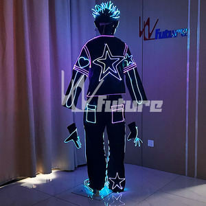 Ropa de fibra óptica Ropa de <span class=keywords><strong>DJ</strong></span> Ropa de iluminación de fibra óptica Traje luminoso colorido Trajes de baile Led - Product Image 4