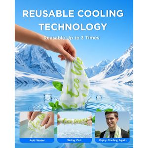Toalla Refrescante IntreLife CoolRush, Paquete de 10 Toallas Deportivas de Enfriamiento Instantáneo con Extracto de Menta, Microfibra de Origen Vegetal, Reutilizables para Uso en Exteriores - Product Image 4