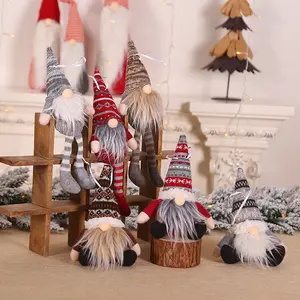 Décorations de Noël Assis dessin animé figure enfant cadeau arbre de Noël suspendu gnome en peluche poupée nain en peluche Noël suspendu