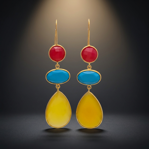 Pendientes Colgantes de Plata de Ley con Piedras Preciosas Hechas a Mano, Estilo Boho, Unisex - Product Image 3