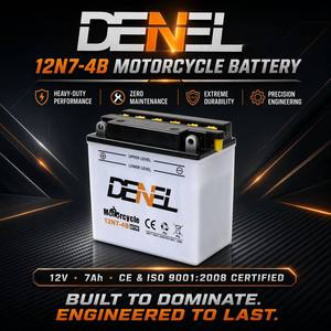 แบตเตอรี่มอเตอร์ไซค์ DENEL แบบแห้ง 12V รุ่นใหม่ 12N7-4B 7AH  ใช้งานได้นาน ค่า CCA สูง พร้อมแผ่นบัสบาร์ สำหรับสกู๊ตเตอร์ รุ่น <span class=keywords><strong>Ytz5s</strong></span> - Product Image 2