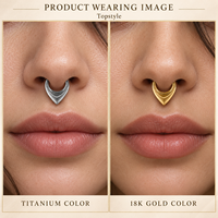 Anneau de nez personnalisable en titane G23 de qualité supérieure, incrusté de cœur en oxyde de zirconium AAAAAA taille Asscher, avec fermoir clicker articulé, bijoux corporels, vente en gros