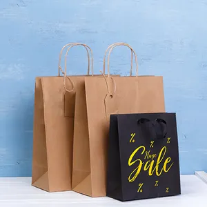 Custom Wholesale Gift Clothing Takeaway Packaging Shopping Bag Kraft Paper Bag With Your Own Logo