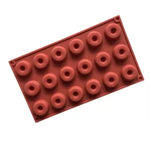 Molde de silicone para confeitaria de 18 rosquinhas, ferramenta de decoração artesanal para chocolate e confeitaria