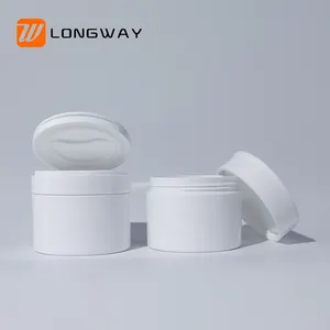 Frasco de creme cosmético engrossado de plástico PP de parede dupla branco 100g com tampa