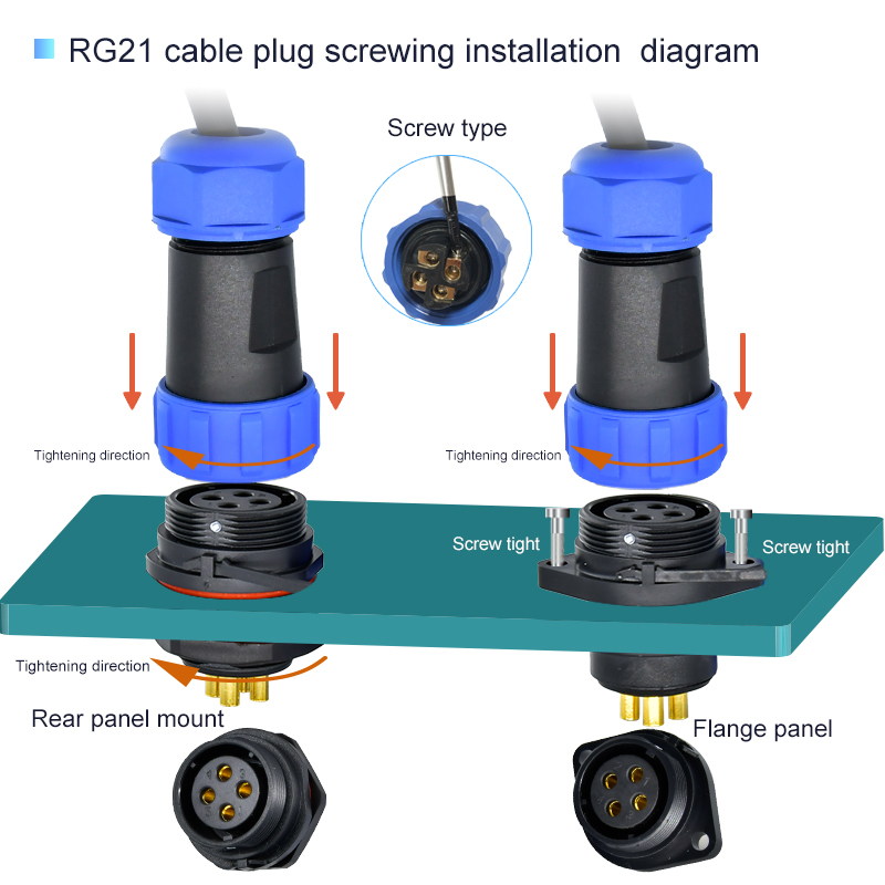 SP21 IP68 Waterproof Power Connector 5 Pins Dustproof For Automotive