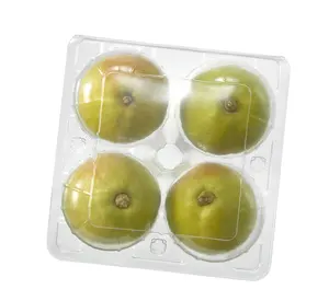 PET 4pcs百香果包装盒透明塑料水果容器一次性翻盖式香梨容器