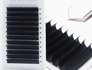 Venta al por mayor directa de fábrica: Bandeja de extensiones de pestañas individuales con logo personalizado, volumen ruso, estilo clásico mixto, pestañas planas negras mate. - Product Image 1
