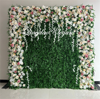 EG-VB021 tissu personnalisé tissu enroulable photomaton verdure toile de fond mariage fleur verte artificielle toile de fond murale