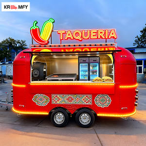 2026 Small Stainless Steel & Fiberglass Towable Food Trailer with 4 <b>Wheels</b> Mobile Bar Shop Snack Food Chips Fast Food Truck - Product Image 4