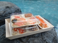 Plateau de service rectangulaire en bois avec poignées, jetable, pour fruits, petit-déjeuner, sushis, plateau de service en bois massif pour fromages