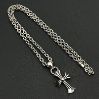 Colliers pendentifs croix Chro Heart pour hommes et femmes, en cuivre plaqué argent, chaîne à maillons vintage, tendance, mode hip-hop, cadeau, vente en gros