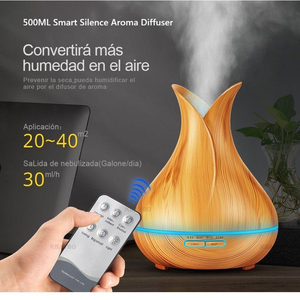 Diffuseur <span class=keywords><strong>d</strong></span>'huiles essentielles portable 6 x 500 ml en bois grainé avec télécommande, humidificateur ultrasonique et veilleuse aromathérapie pour la maison - Product Image 1
