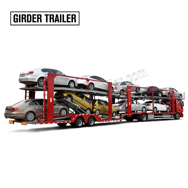 Hot sale double axel 6 cars carrier trailer with airbag