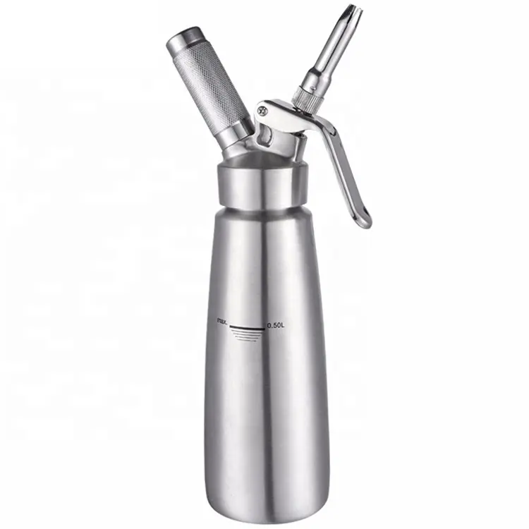 500Ml Professionele 100% Rvs Cream Klopper Maker Met 3 Decoreren Nozzles 1 Borstel Slagroom Dispenser