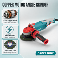 Meuleuse d'angle PUSELLO 1400W avec moteur en cuivre, 115 mm, 125 mm, machine de meulage électrique filaire pour la découpe et le polissage des métaux