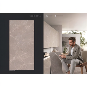 Dalles de porcelaine grises antidérapantes en pierre frittée 1200x2400mm, aspect marbre, pour revêtements muraux et sols intérieurs modernes - Product Image 6