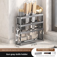 NFS Planche à découper de comptoir Support de rangement pour couteaux Porte-couteau de cuisine Cage à baguettes Ménage Rangement intégré