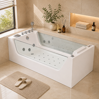 Bañera de Hidromasaje de Acrílico OEM para Spa en Casa con Panel de Vidrio Esmerilado y Jets Multipunto 80x170cm