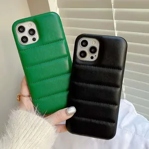 Nieuwe Puffer Telefoon Case Zachte Siliconen Cover Mode Merk Donsjack Telefoon Case Voor Iphone 13 12 11 Pro Max X Xs Xr 7 8 Plus