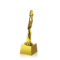 Trophée 3D personnalisé en alliage métallique plaqué or, style européen moderne et élégant, figurine féminine, 260 mm, cadeau promotionnel