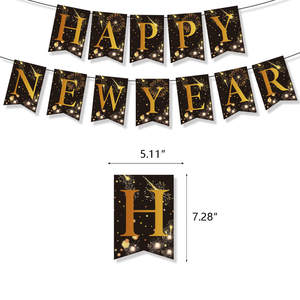 Or noir bonne année 2024 feuille ballon 2024 joyeux noël réveillon décorations de fête pour la maison ornements fête faveur SET0259 - Product Image 3