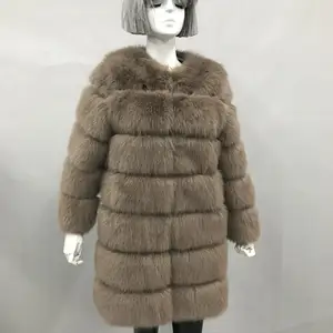 Individueller Winter-FALSCHFERN UND FALSCHLERMAKET langer Stil Pelzjacke Falschfell dicker warmer langärmliger Mantel für Damen