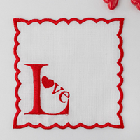 Serviettes de cocktail carrées modernes brodées à la main pour la Saint-Valentin, couleur personnalisée, 60x60cm, écologiques, durables, sous-verres