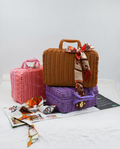 <span class=keywords><strong>Panier</strong></span> de pique-nique en rotin marron personnalisé en plastique vide pour cadeaux, vente en gros, OEM - Product Image 1