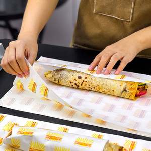 Emballage pour burrito jetable personnalisé, écologique, recyclable, résistant à la graisse, enduit de PE, papier d'emballage pour tortilla mexicaine, petit-déjeuner, taco - Product Image 2