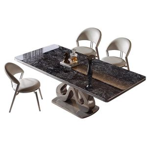 Italian Style Stone Slab Dining Table Rectangle Modern Minimalist Light Luxury Designer Villa Home Furniture - Product Image 4