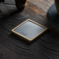 Sous-verre carré en bois et acier inoxydable avec base résistante à la chaleur pour bar, café, restaurant, table
