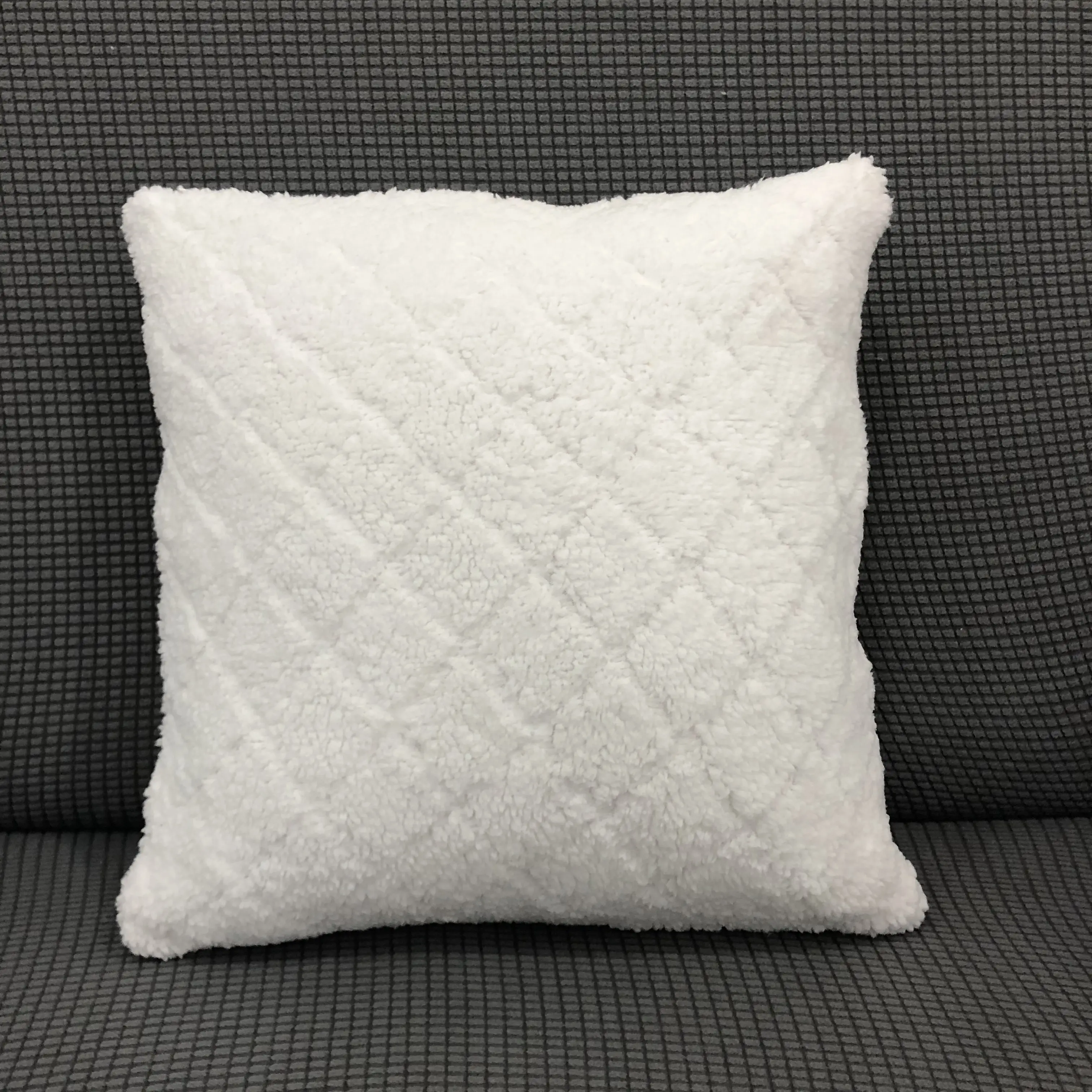 Sherpa blanco sólido decorativo 45x45cm funda extraíble en blanco almohada de cama fundas de almohada